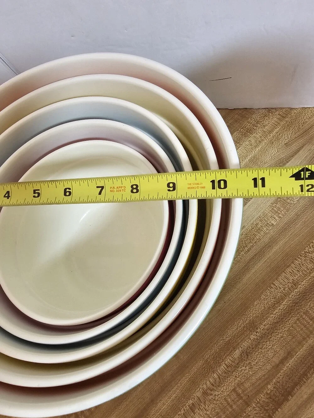 Vintage Melamine Nesting Mixing Bowls Set of 5 Retro Rainbow Heavy Duty Plastic